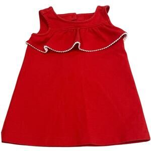 Janie and Jack Baby Girl Candy Red Ruffle Dress - Size 6-12 months